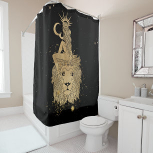 Rideaux De Douche Déesse du Zodiaque Astrologie Cosmic Gold Leo