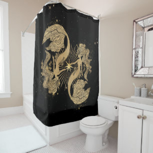 Rideaux De Douche Déesse du Zodiaque Astrologie des Poissons d'Or