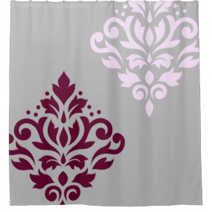 Rideaux De Douche Défiler Damask Art I Plum rose Grey