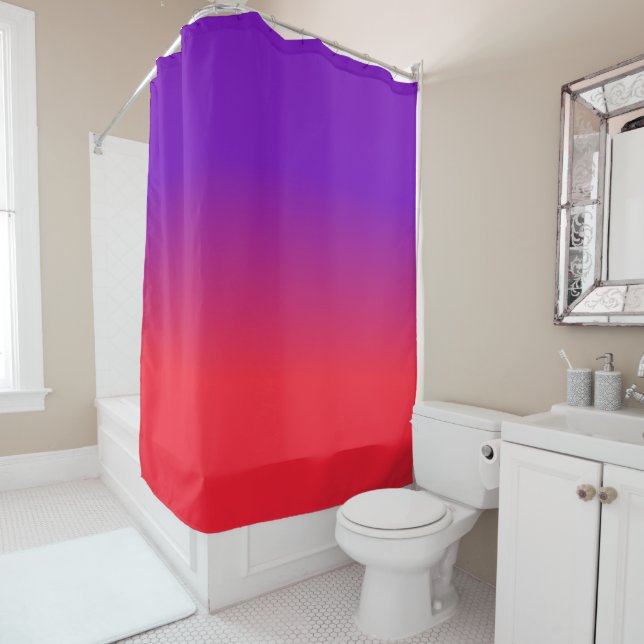 Rideaux De Douche Dégradé pourpre et rouge (En situation)