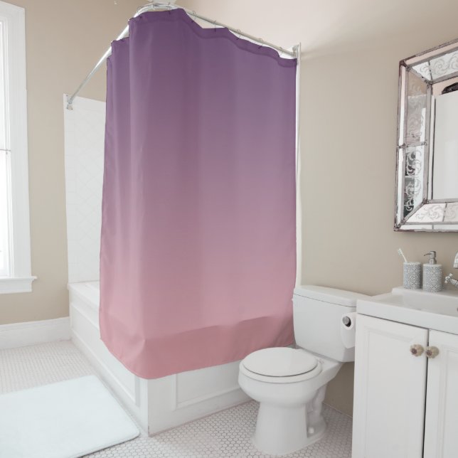 Rideaux De Douche Dégradé rose et lilas, Ombre. (En situation)