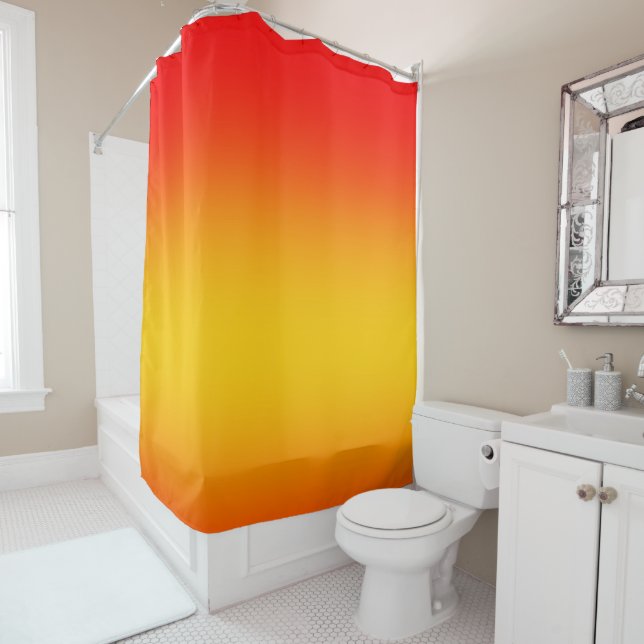 Rideaux De Douche Dégradé rouge orange jaune (En situation)