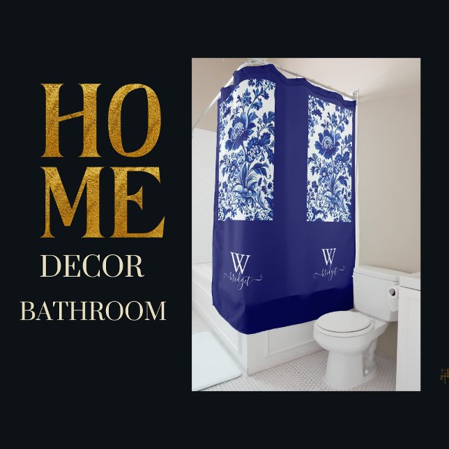 Rideaux De Douche délecter bleu Elegant Chinoiserie (Créateur téléchargé)