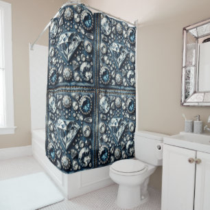 Rideaux De Douche Denim & Diamonds Bling Bijou Glamour Gemme