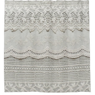 Rideaux De Douche Dentelle blanche subtile, gros plan textile.