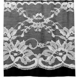 Rideaux De Douche Dentelle florale blanche : arrière - plan noire.
