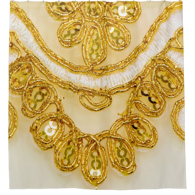 Rideaux De Douche Dentelle jaune doré rayé. texture Arrière - plan,  (Devant)