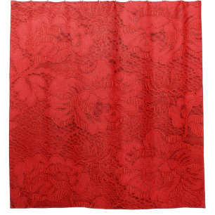 Rideaux De Douche Dentelle rouge élégante, texture transparente