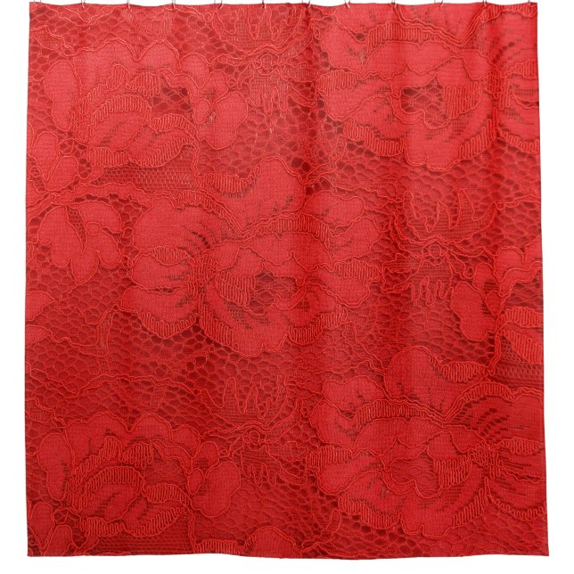 Rideaux De Douche Dentelle rouge élégante, texture transparente (Devant)