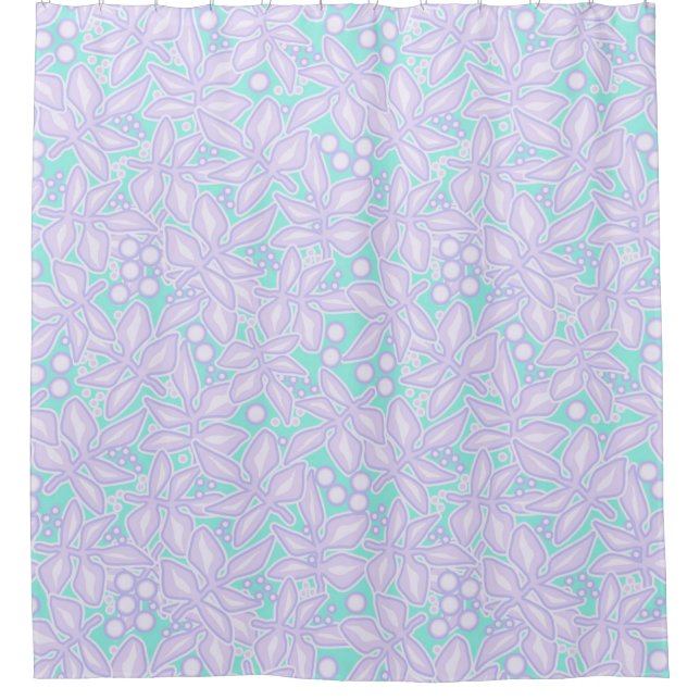 Rideaux De Douche Dentelles de fleurs violettes florales inaltérable (Devant)