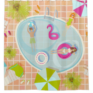Rideaux De Douche Des filles et des garçons du bikini jouant au jeu 