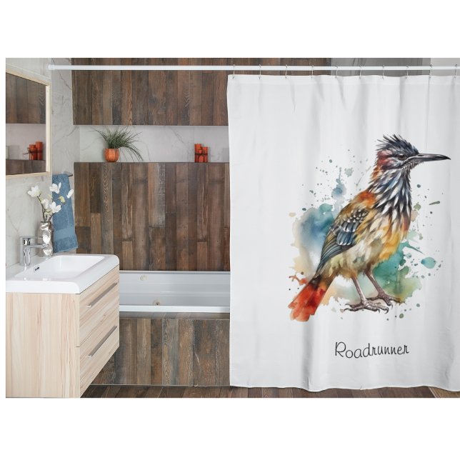 Rideaux De Douche Desert Spirit, Roadrunner en Aquarelle personnalis (Créateur téléchargé)