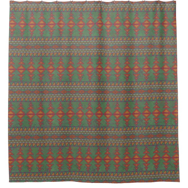 Rideaux De Douche Desert Sud-Ouest Sagebrush Green Design géométriqu (Devant)