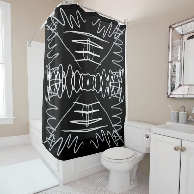 Rideaux De Douche Design abstrait noir et blanc (En situation)