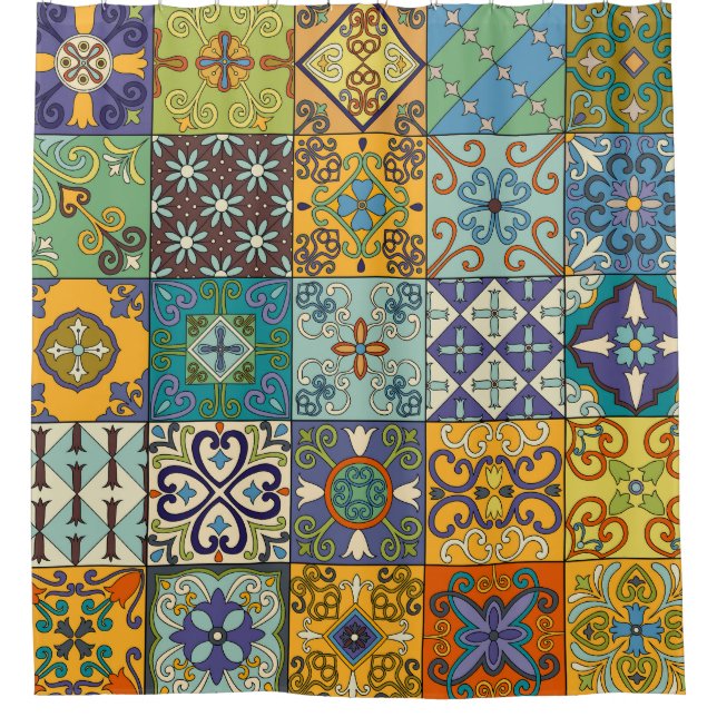 Rideaux De Douche Design de carreaux Talavera portugais (Devant)