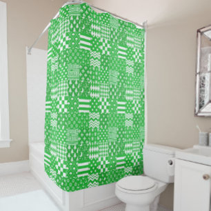 Rideaux De Douche Design de maquette Motif mixte blanc vert