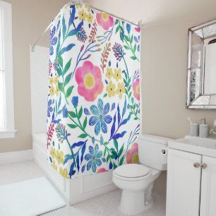 Rideaux De Douche Design élégant de peinture à la main à fleurs