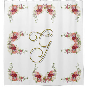 Rideaux De Douche Design élégant Rose Monogramme