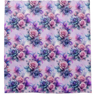 Rideaux De Douche Design élégant Rose rose, pourpre et bleu