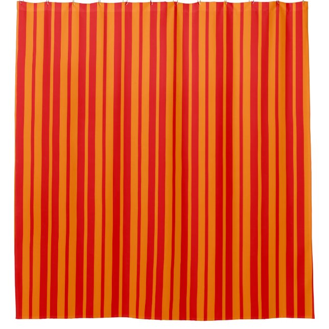 Rideaux De Douche Design en bandes rouge et orange (Devant)