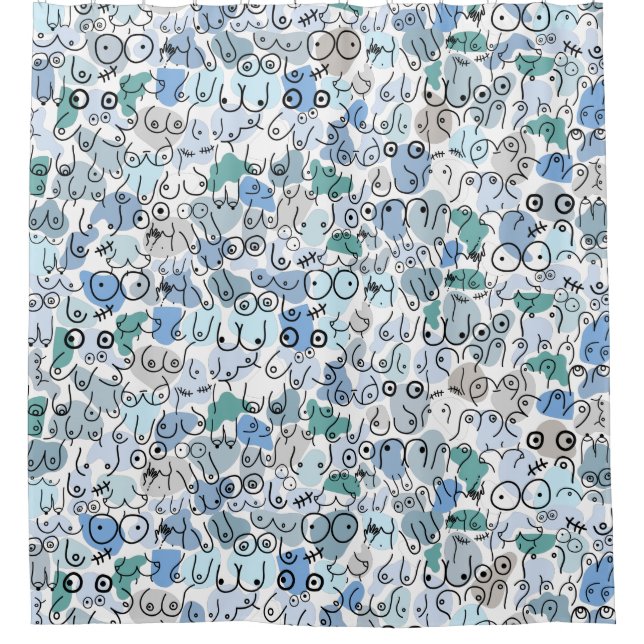 Rideaux De Douche design femme pastel bleu (Devant)