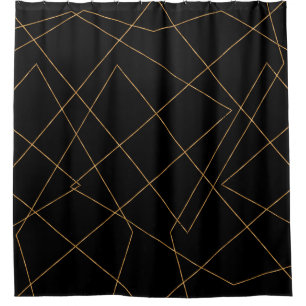Rideaux De Douche Design géométrique moderne Gold & Black