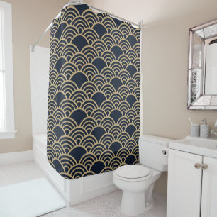 Rideaux De Douche Design japonais vintage traditionnel Fan ou vague