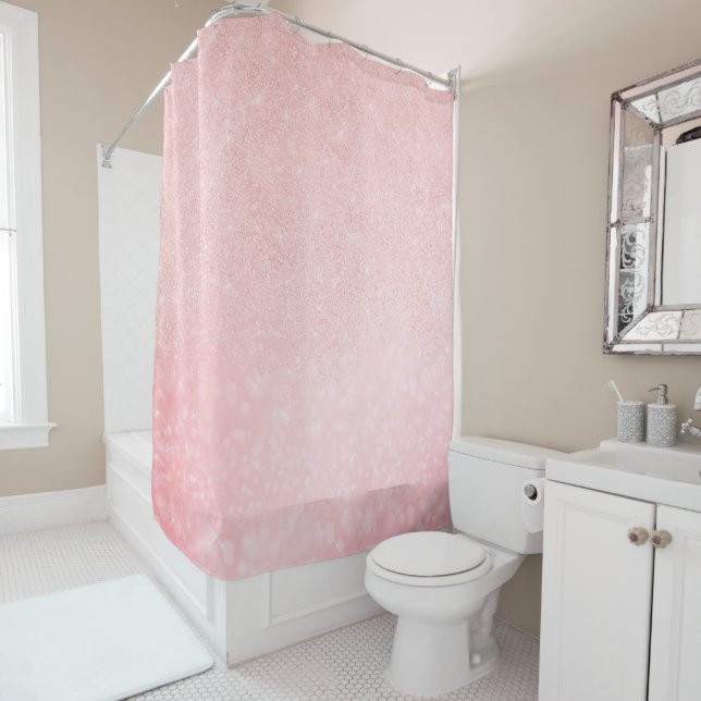 Rideaux De Douche Design luxueux parties scintillant rose fille (En situation)