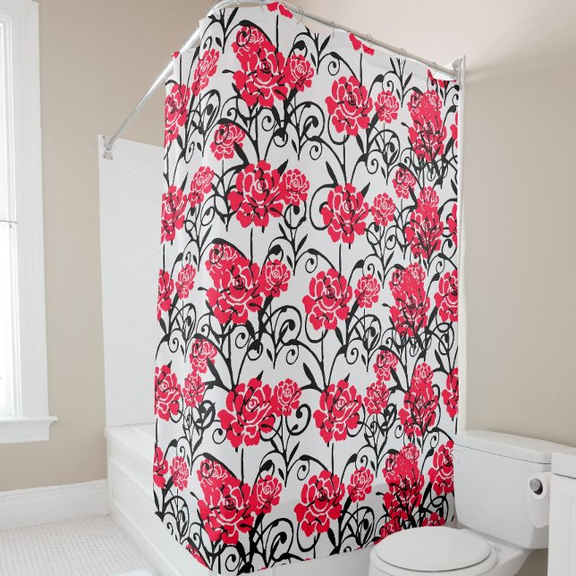 Rideaux De Douche Design Motif d'illustrations de rose rouge (Créateur téléchargé)