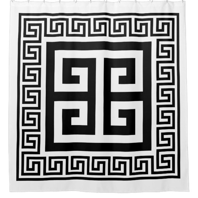 Rideaux De Douche Design noir Motif grec (Devant)