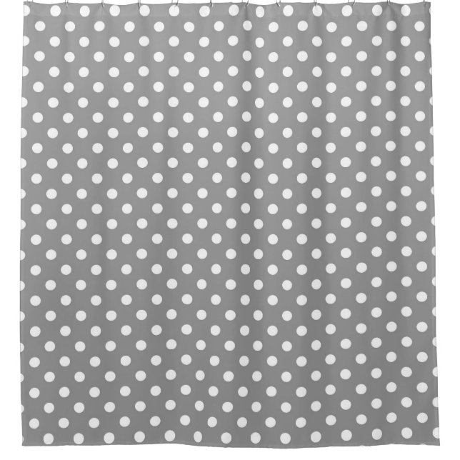 Rideaux De Douche Design Pois blanc gris cendré (Devant)