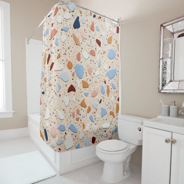 Rideaux De Douche Design Terrazzo moderne Carrelage Design Orange Cr (En situation)
