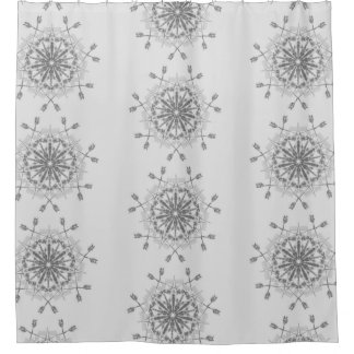 Rideaux De Douche Design tribal gris et blanc