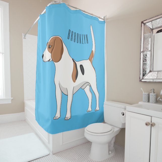 Rideaux De Douche dessin animé de chien beagle (En situation)