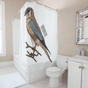 Rideaux De Douche dessin animé d'oiseau-kestrel américain