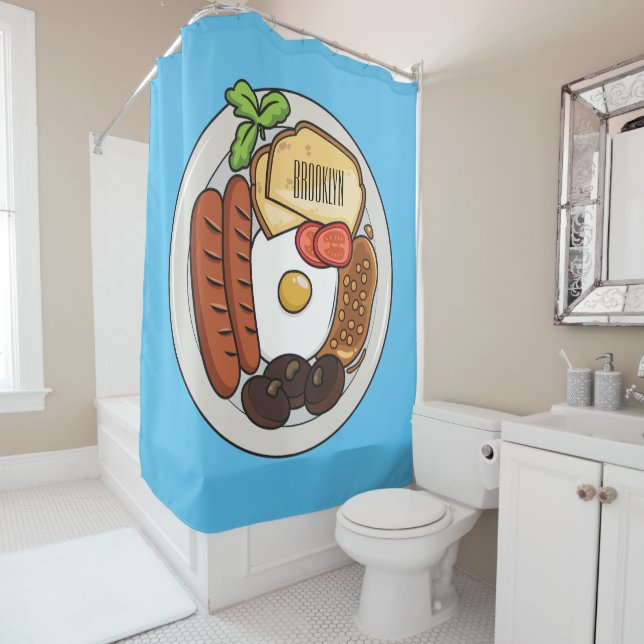 Rideaux De Douche dessin animé du petit-déjeuner anglais (En situation)