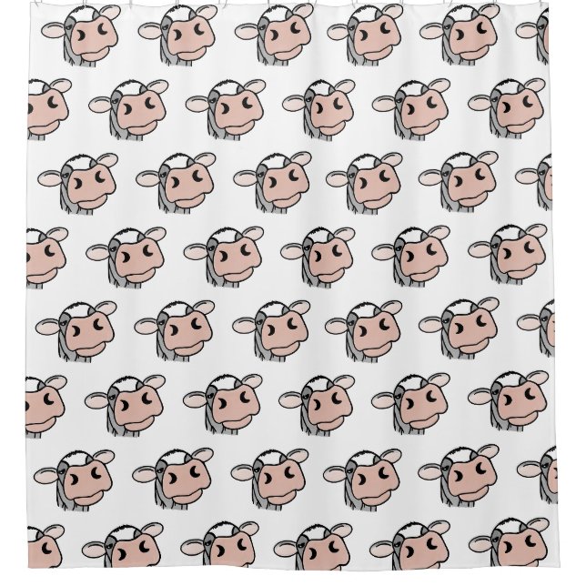 Rideaux De Douche dessin animé vache noir blanc rose baiser gris ani (Devant)