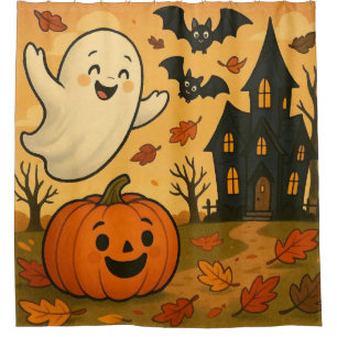 Rideaux De Douche Dessin citrouille du fantôme d'Halloween/automne m