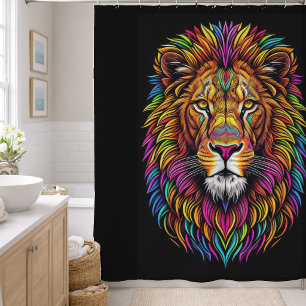 Rideaux De Douche Dessin de lion coloré