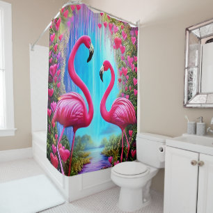 Rideaux De Douche Deux beaux Flamants roses roses en Love Graphic