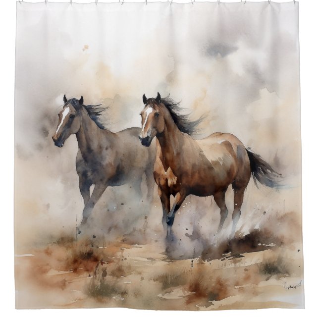 Rideaux De Douche "Deux moutardes sauvages" Aquarelle occidentale Du (Devant)