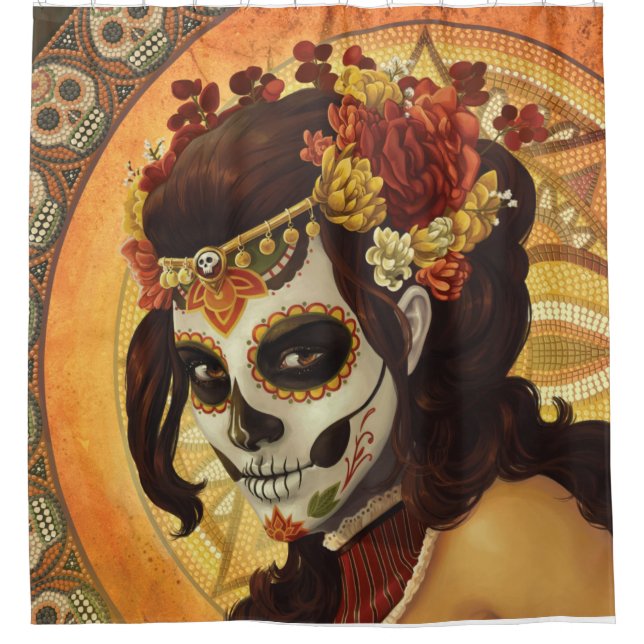 Rideaux De Douche Dia De Los Muertos Throw Pillow (Devant)
