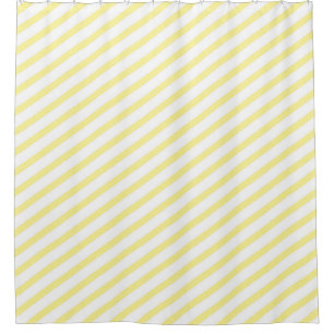 Rideaux De Douche Diagonale jaune pâle et blanche Grandes modernes