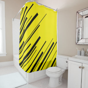 Rideaux De Douche Diagonales en jaune et noir