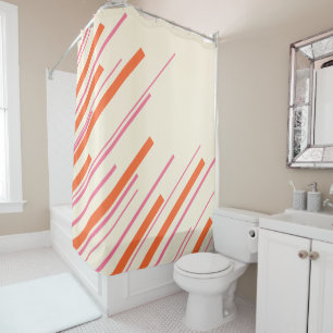 Rideaux De Douche Diagonales - rose, orange et crème