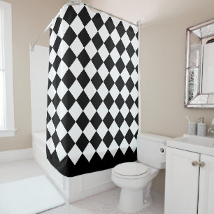 Rideaux De Douche Diamants arlequins noirs et blancs