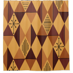 Rideaux De Douche Diamants d'art de l'ère atomique Ochre Maroon