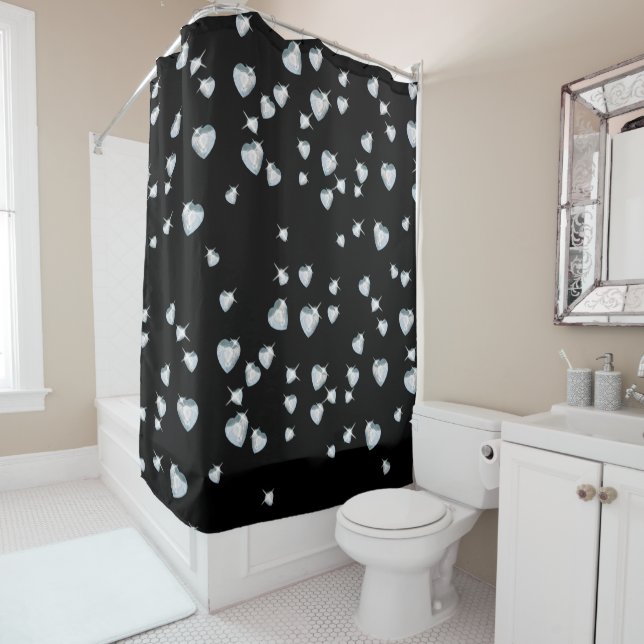 Rideaux De Douche Diamants étincelants du coeur (En situation)