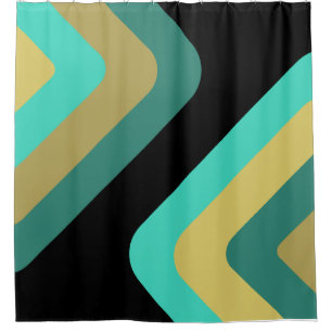 Rideaux De Douche Diamants géants rétro Turquoise Gold
