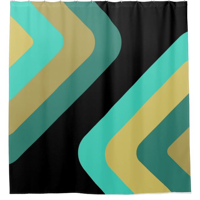 Rideaux De Douche Diamants géants rétro Turquoise Gold (Devant)
